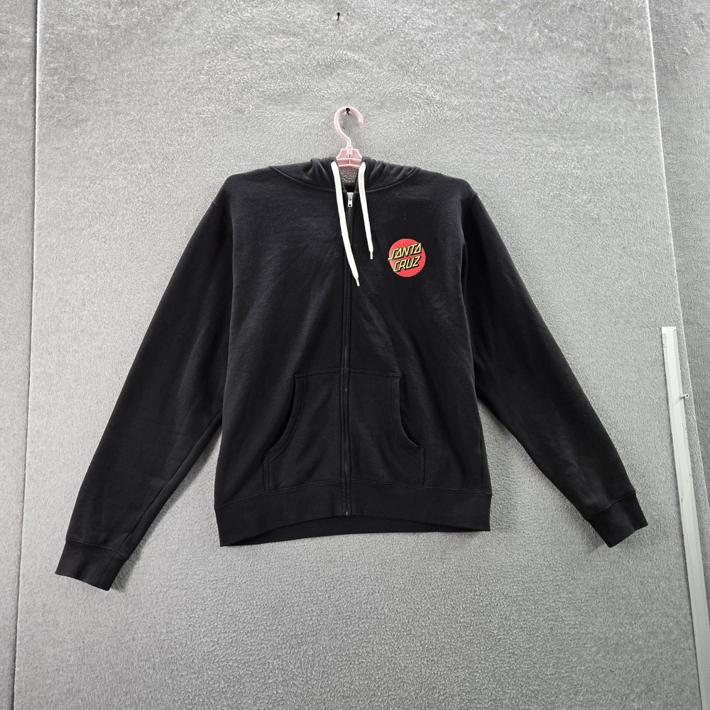 Santa Cruz Women Hoodie XL Black‎ Fleece Logo Dot Zipper Long Sleeve
